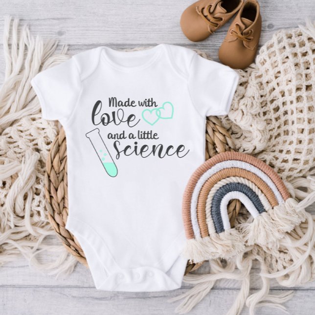 Love and Science IVF Quote Mint Green Black Text Baby Bodysuit (Creator Uploaded)