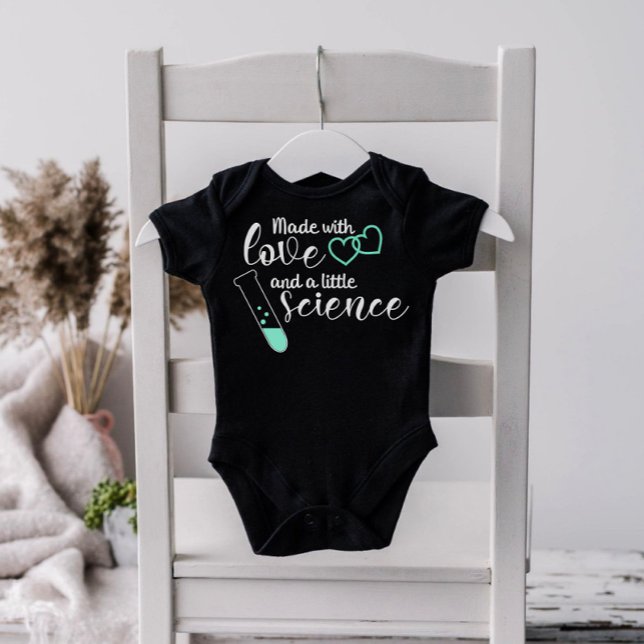 Love and Science IVF Quote Mint Green White Text Baby Bodysuit (Creator Uploaded)