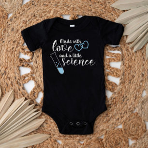 Love and Science IVF Quote Sky Blue White Text Baby Bodysuit