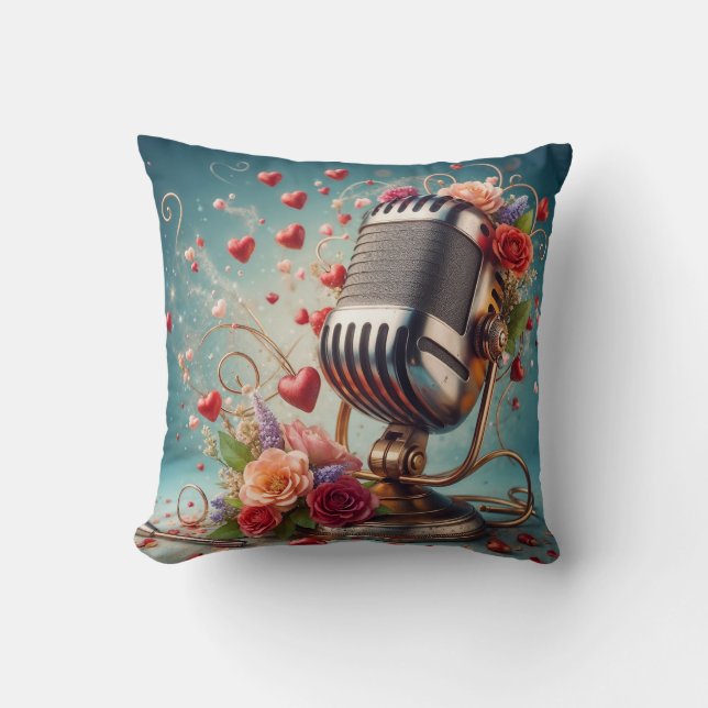 Love and Song Old Fashioned Microphone Cushion (Front)