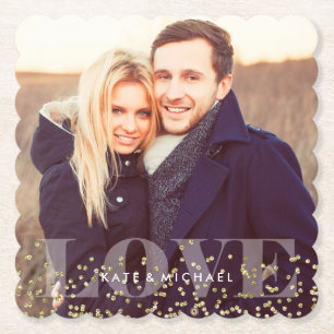 Love and Sparkles Photo Paper Coaster
