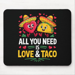 Love And Taco Sombrero Outfit Funny Mexican Cinco Mouse Pad