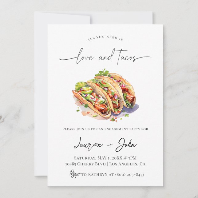 Love and Tacos Engagement Party Invitation (Front)