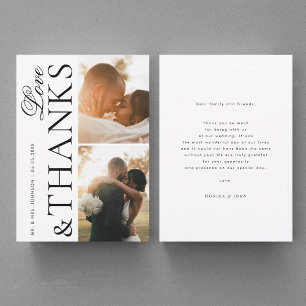 Love and Thanks 2 Modern Photos Elegant Wedding Thank You Card