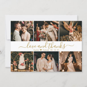 Love and Thanks 6 Photo Collage Wedding Thank You Card