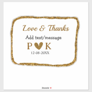 Love and thanks add couple name golden black weddi