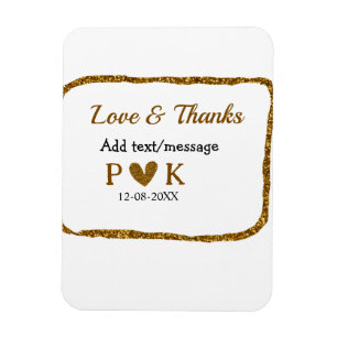 Love and thanks add couple name golden black weddi magnet