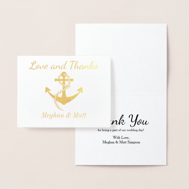 Love and Thanks Anchor Foil Card Wedding Thank You (Display)