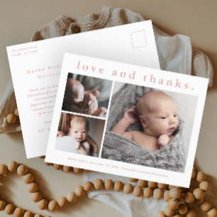 Love and Thanks Baby Photo Birth Announcement Postcard