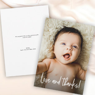 Love and Thanks Baby shower photo Thank You Card
