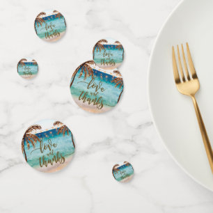 love and thanks beach table confetti party