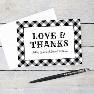 Love and Thanks Black Gingham BBQ Wedding Thank You Card