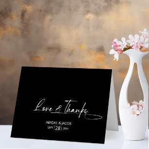 Love and Thanks Black Wedding Thank You Card