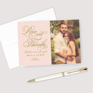 Love and Thanks   Blush and Antique Wedding Thank You Card