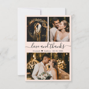 Love and Thanks Blush Pink Wedding Thank You Card