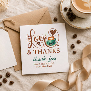 Love and Thanks Bridal Shower Wedding Coffee Theme Thank You Card