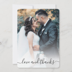 Love And Thanks Bride And Groom Chic Wedding Photo Thank You Card