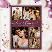 Love and Thanks Burgundy Photo Collage Wedding