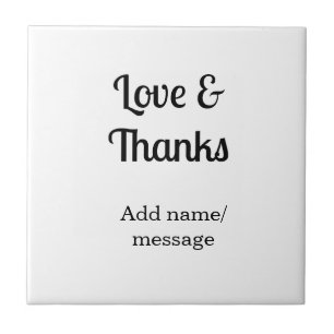 Love and thanks business name text message ceramic tile