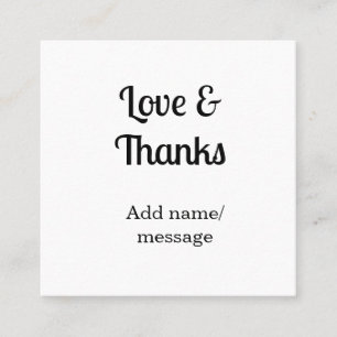 Love and thanks business name text message square business card