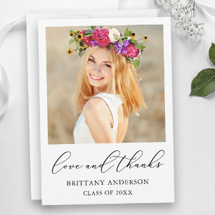 Love and Thanks Calligraphy Ink Script Graduation Thank You Card