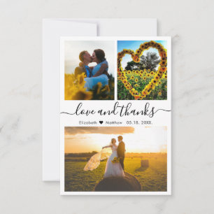 Love and Thanks Calligraphy Wedding Photo Thank You Card