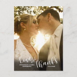 Love and Thanks   Calligraphy Wedding Thank You Postcard