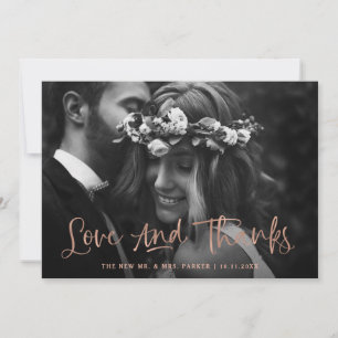 Love and Thanks   Casual Script Photo Wedding Thank You Card