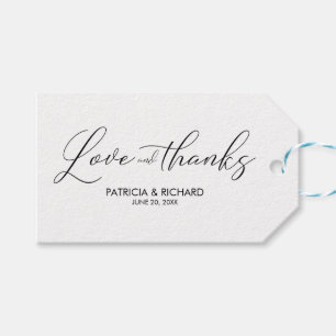 Love and Thanks Chic Script Wedding Favours Tag