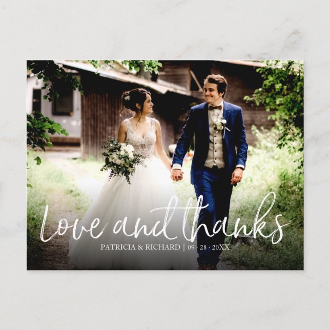 Love And Thanks Chic Wedding Thank You Photo Postcard (Front)