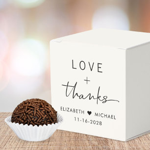 Love And Thanks Cream Wedding Favour Box