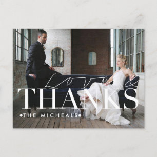 Love And Thanks   Custom Name & Photo Thank You Postcard