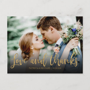 Love And Thanks Cute Photo Wedding Thank You Postcard