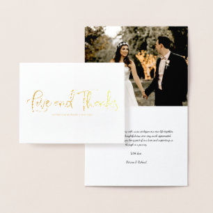 Love And Thanks Cute Wedding Thank You Photo Foil Card