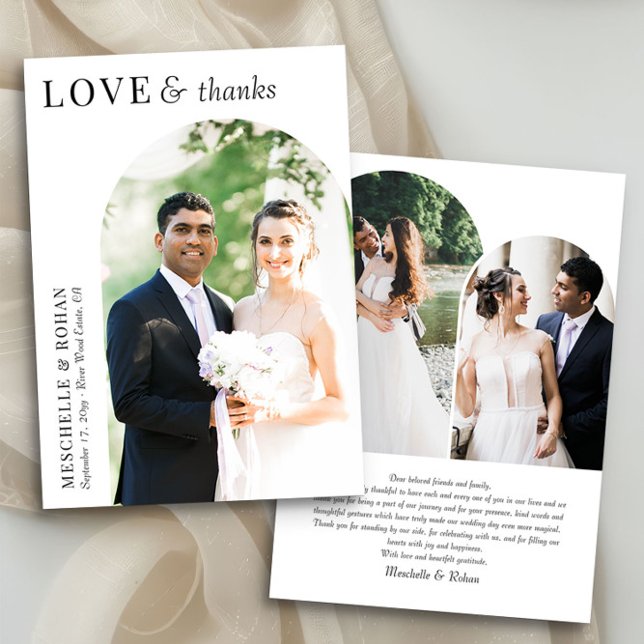 Love and Thanks Elegant Arch Wedding Photo Thank You Card (Elegant Arch wedding photo thank you card by Darling & May)