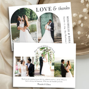 Love and Thanks Elegant Arches Wedding Photo Thank You Card