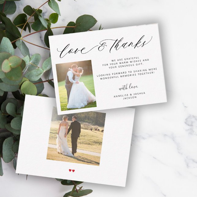 Love and thanks elegant photo wedding thank you card (Creator Uploaded)