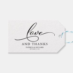Love and Thanks Elegant Script Wedding Favour Tags