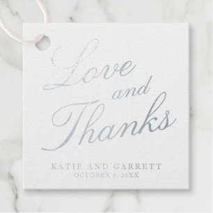 Love and Thanks Elegant Wedding Silver Favour Tags