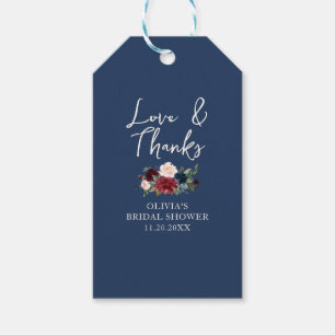 Love and Thanks Floral Bridal Shower Gift Tags