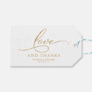 Love and Thanks Gold Foil Wedding Favour Tags