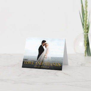 Love And Thanks Gold Foil Wedding Thank You Photo Card