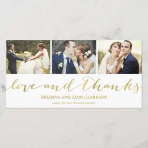 Love and Thanks Gold Script    Wedding Thank You Card