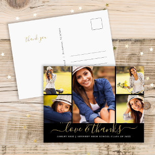 Love and Thanks Graduation Photo Collage Postcard