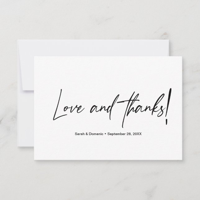 Love and Thanks Handlettering Custom Photo Wedding Thank You Card (Front)