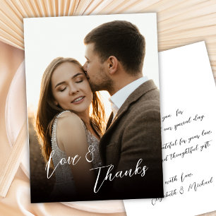 Love and Thanks Handwritten Script Photo Wedding  Thank You Card