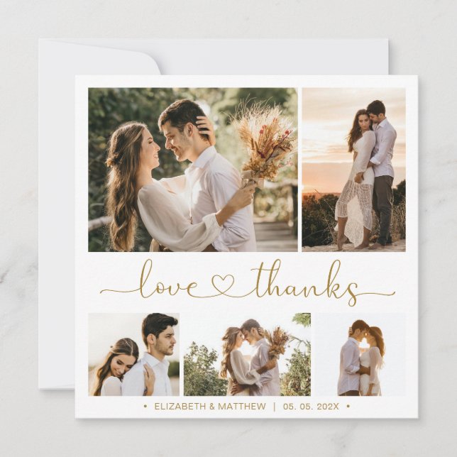Love and Thanks Heart 5 Photo Collage Wedding (Front)