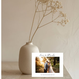 Love and Thanks Heart Script Wedding Photo Card