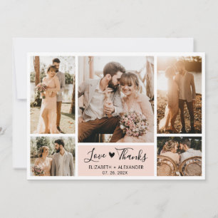 Love and Thanks Heart Wedding Photo Collage Thank Thank You Card