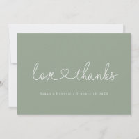Love and Thanks Minimal script heart photo green